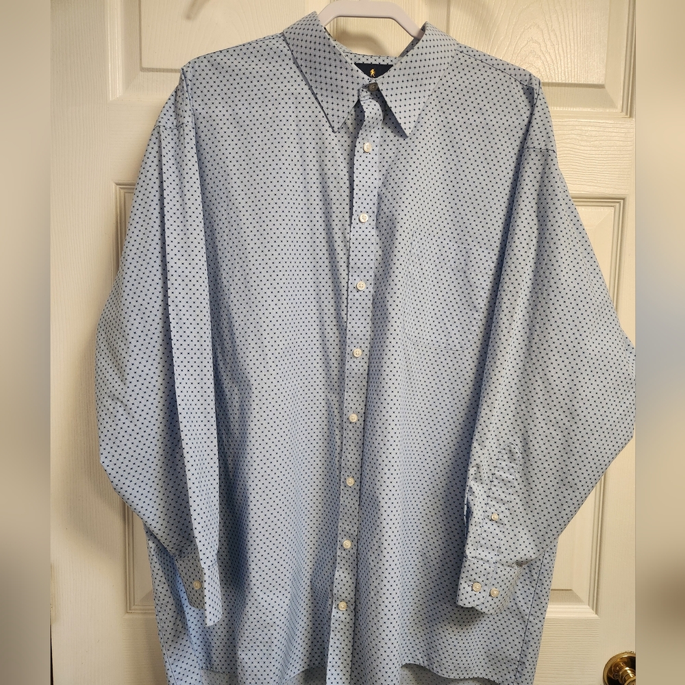 Stafford Men's White Shirt with Blue Accents